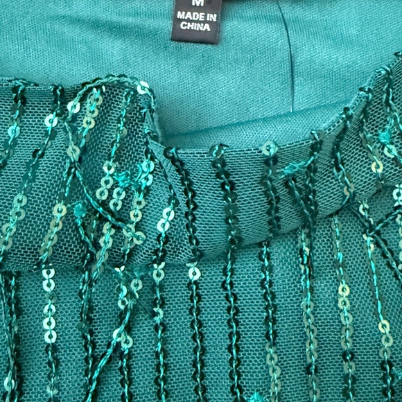 Lulus Greatest Sparkle Green Mesh Sequin Fringe Two-piece Midi Dress NWT - Picture 4 of 4